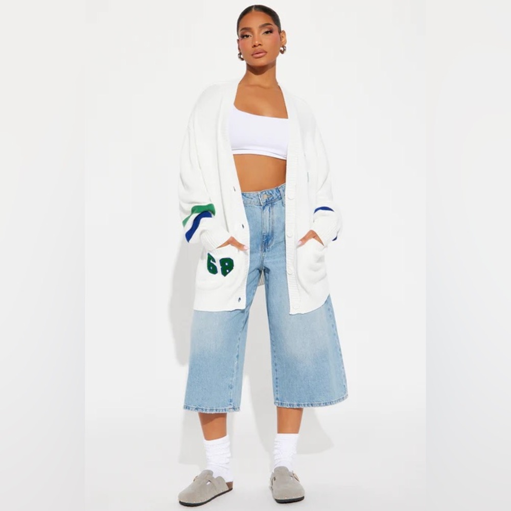 Fashion Nova Book Smart Cardigan - Ivory/combo L - Picture 2 of 6